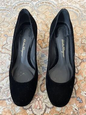 Salvatore Ferragamo Black Velvet Pumps